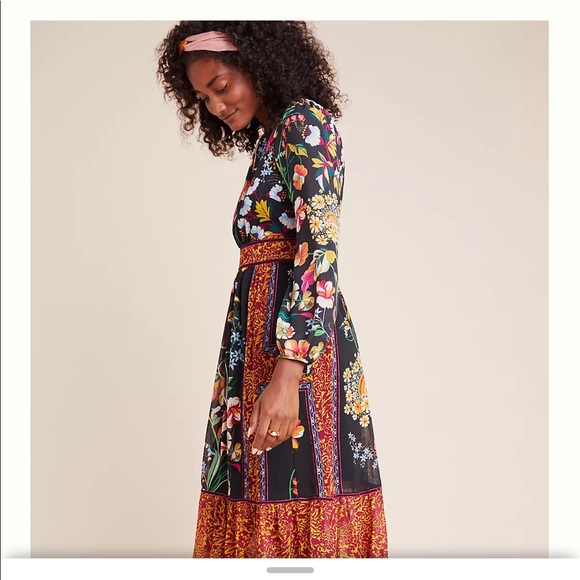 Anthropologie Adair Velvet-Trimmed Midi Dress - Picture 2 of 9